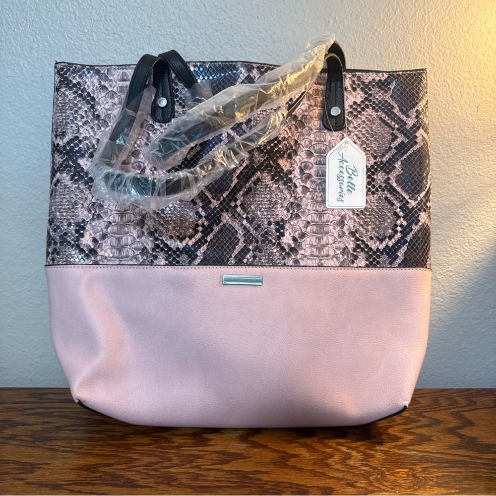 Belle Boutique, Pink Snake Skin Printed Purse